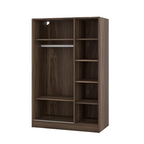 3 Door Freestanding Wardrobe Closet with Sliding Doors and Hanging Rod M88686