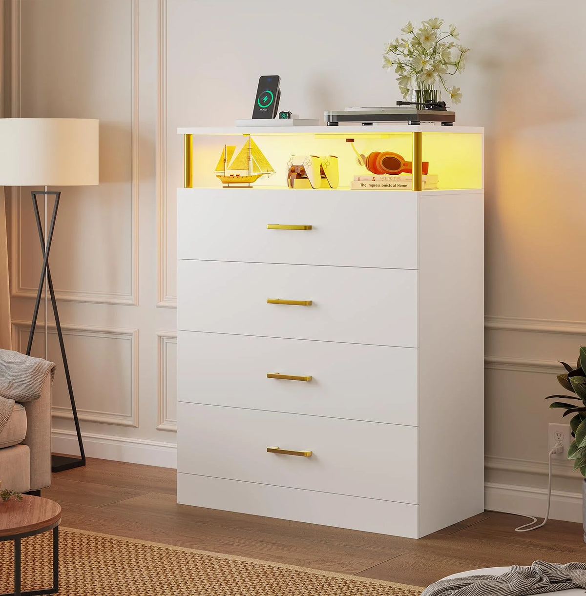 Black 6 Drawer Dresser with Charging Station N21034