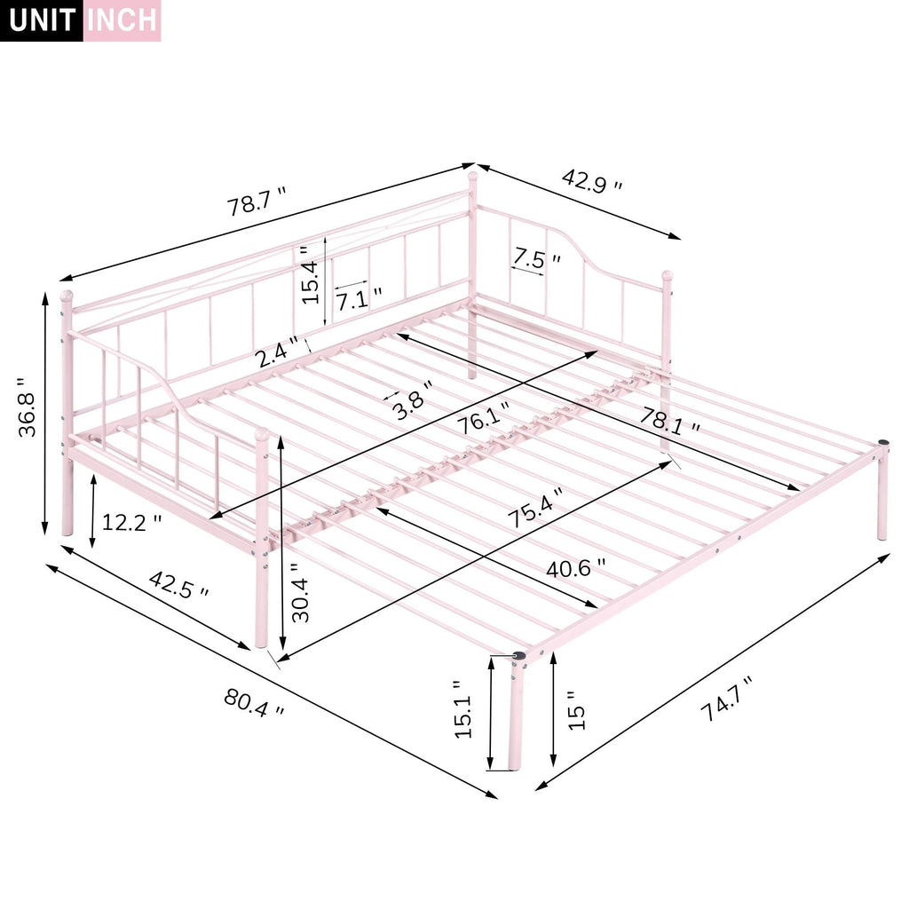 Pink Twin Metal Daybed with Trundle S2117