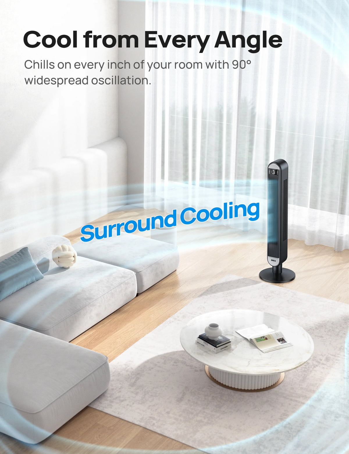 42 Inch Bladeless Oscillating Tower Fan with Remote N556
