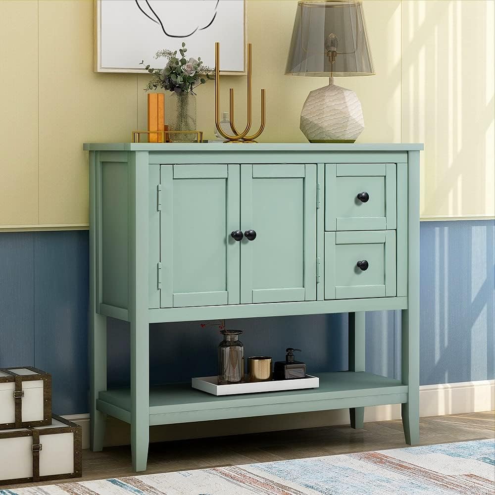 White Wood Console Table with 2 Drawers R690533