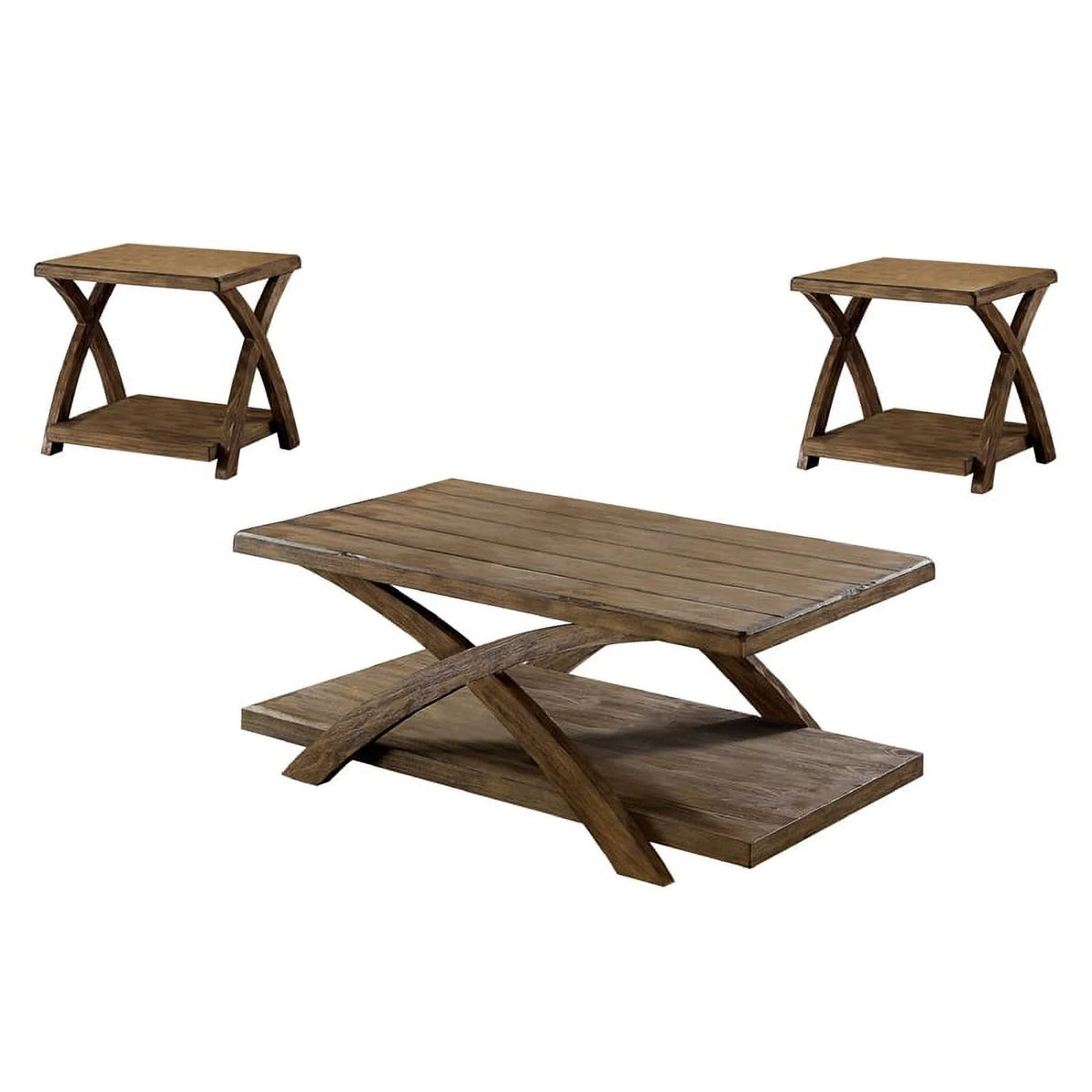 Rustic Wood 3-Piece Coffee Table Set W409