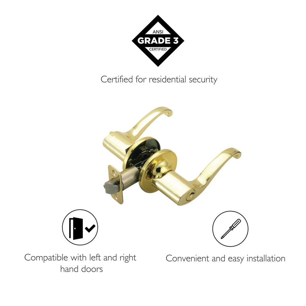 Entry Door Lever Adjustable Backset Polished Brass D923287