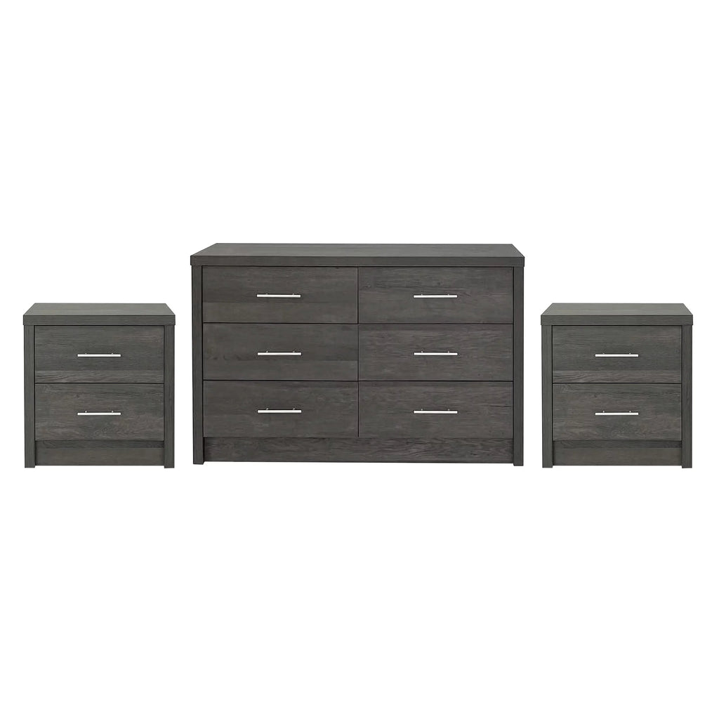 Gray Maple 3 Piece Double Dresser and Nightstand Set F798