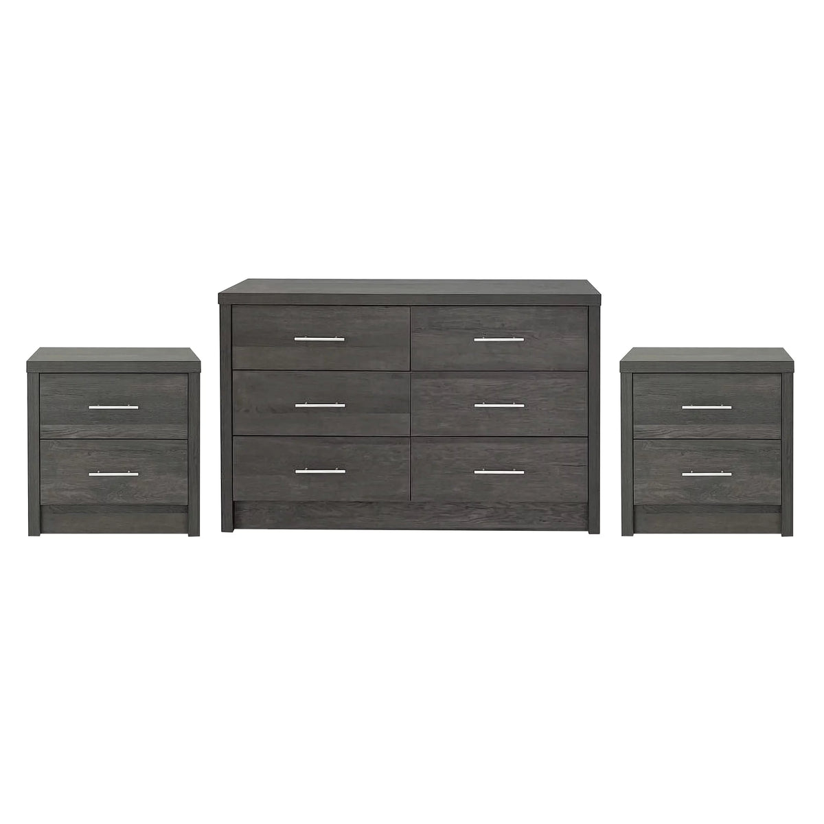 Gray Maple 3 Piece Double Dresser and Nightstand Set F798