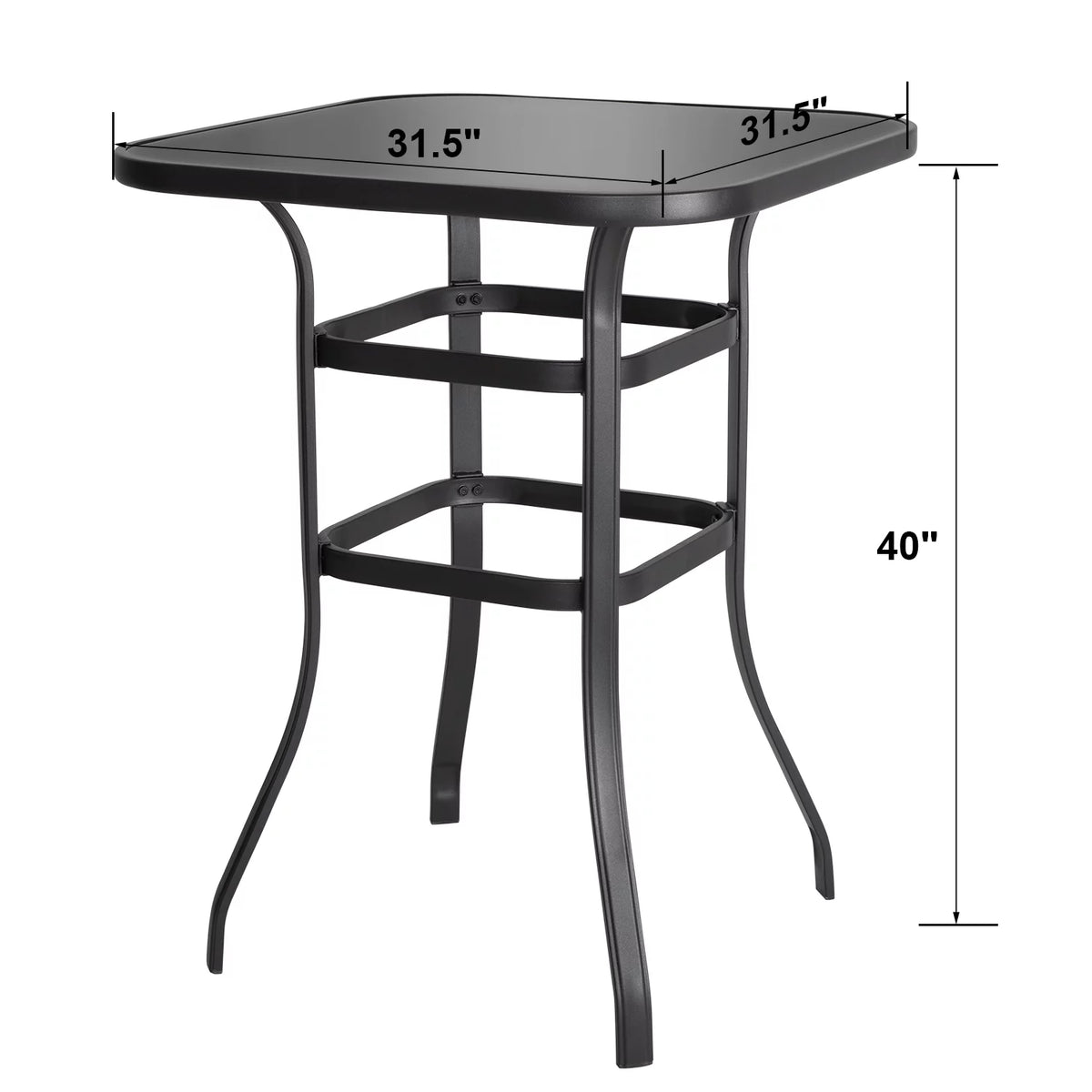 32 inch Outdoor Bar Height Bistro Table with Tempered Glass F431