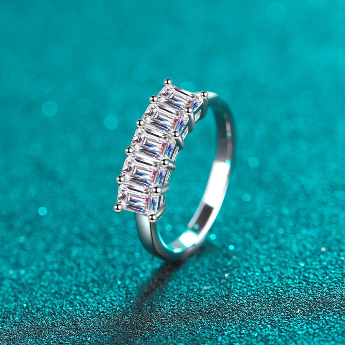 2.5ct D Color Emerald Cut 925 Sterling Silver VVS1 Moissanite Engagement Ring D691