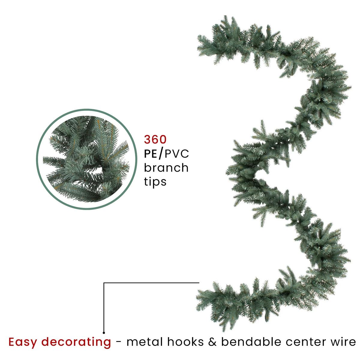9' x 12" Unlit Artificial Christmas Garland P1346