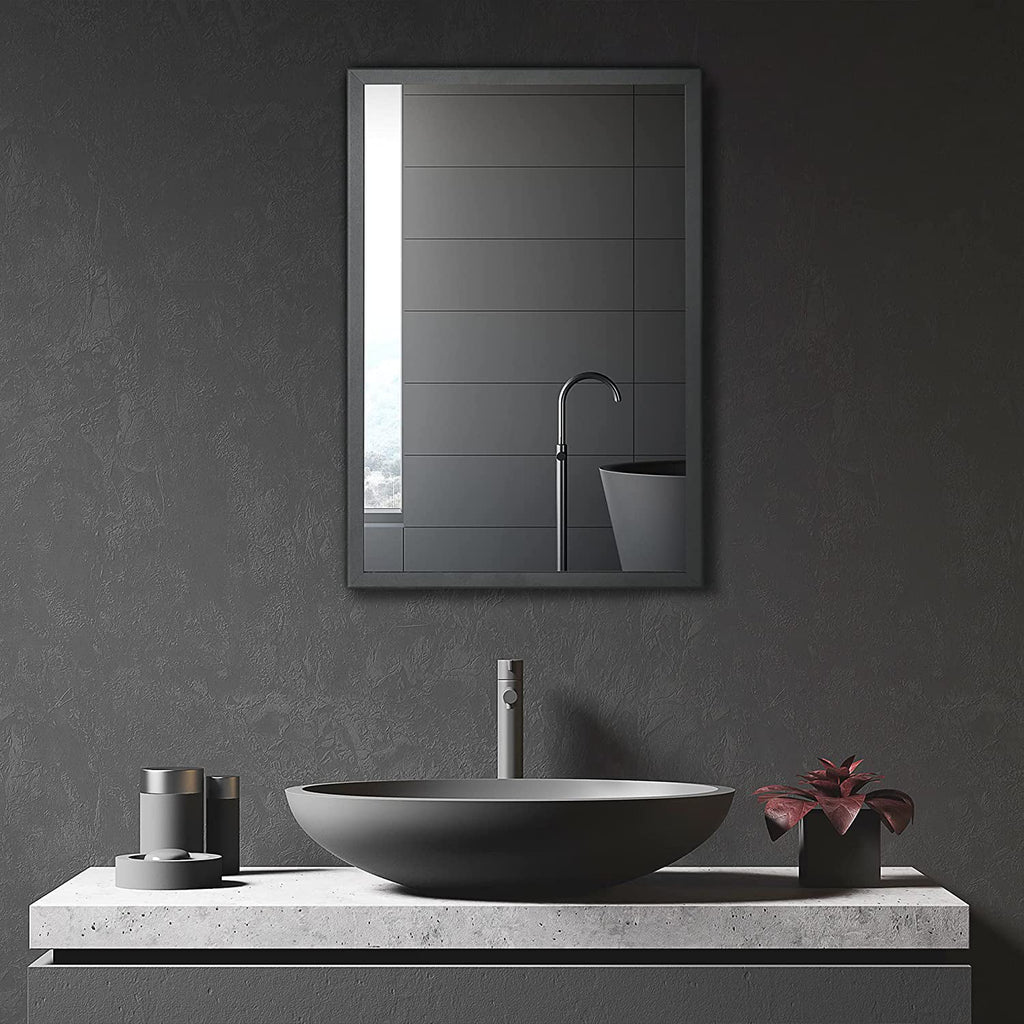 Black Stainless Steel Wall-Mounted Medicine Cabinet with Mirror X53683