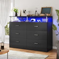 Black 6 Drawer Dresser with Charging Station N21034