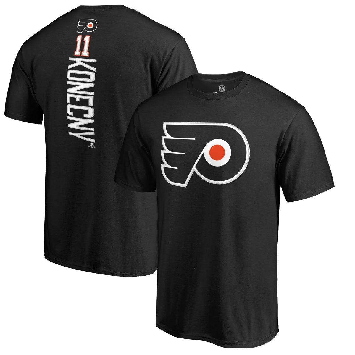 Black Philadelphia Flyers Team Logo Backer Name & Number T-Shirt B68919