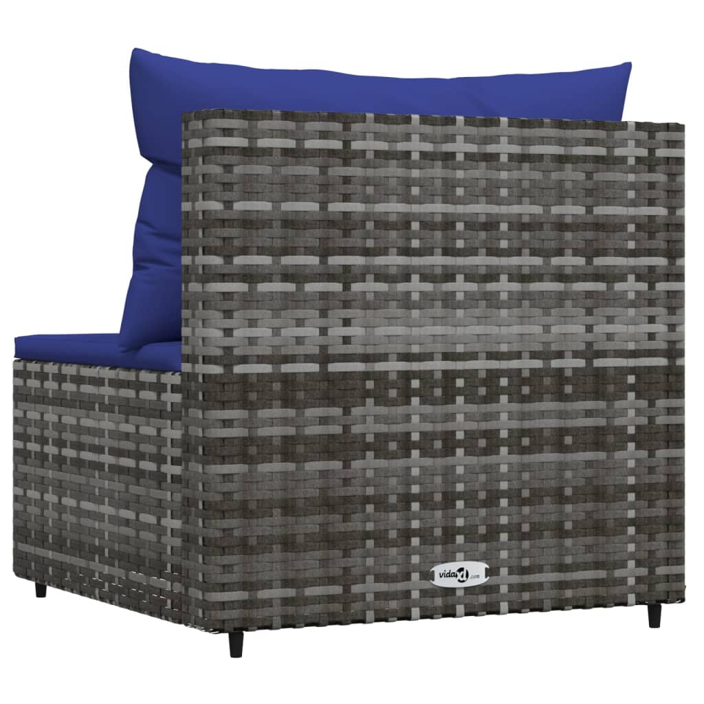 Gray Poly Rattan Patio Sofa with Cushions F7899