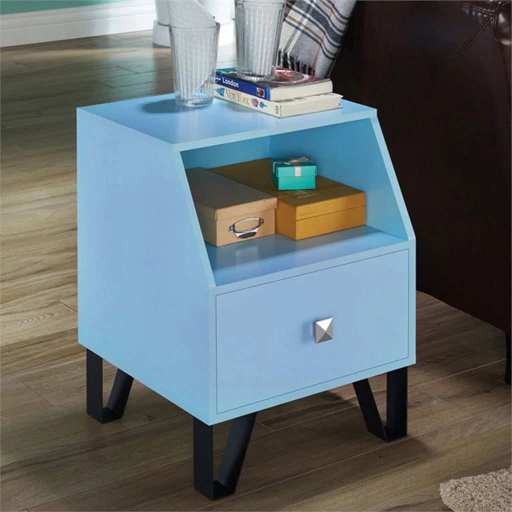 Light Blue Wood Storage End Table X764271