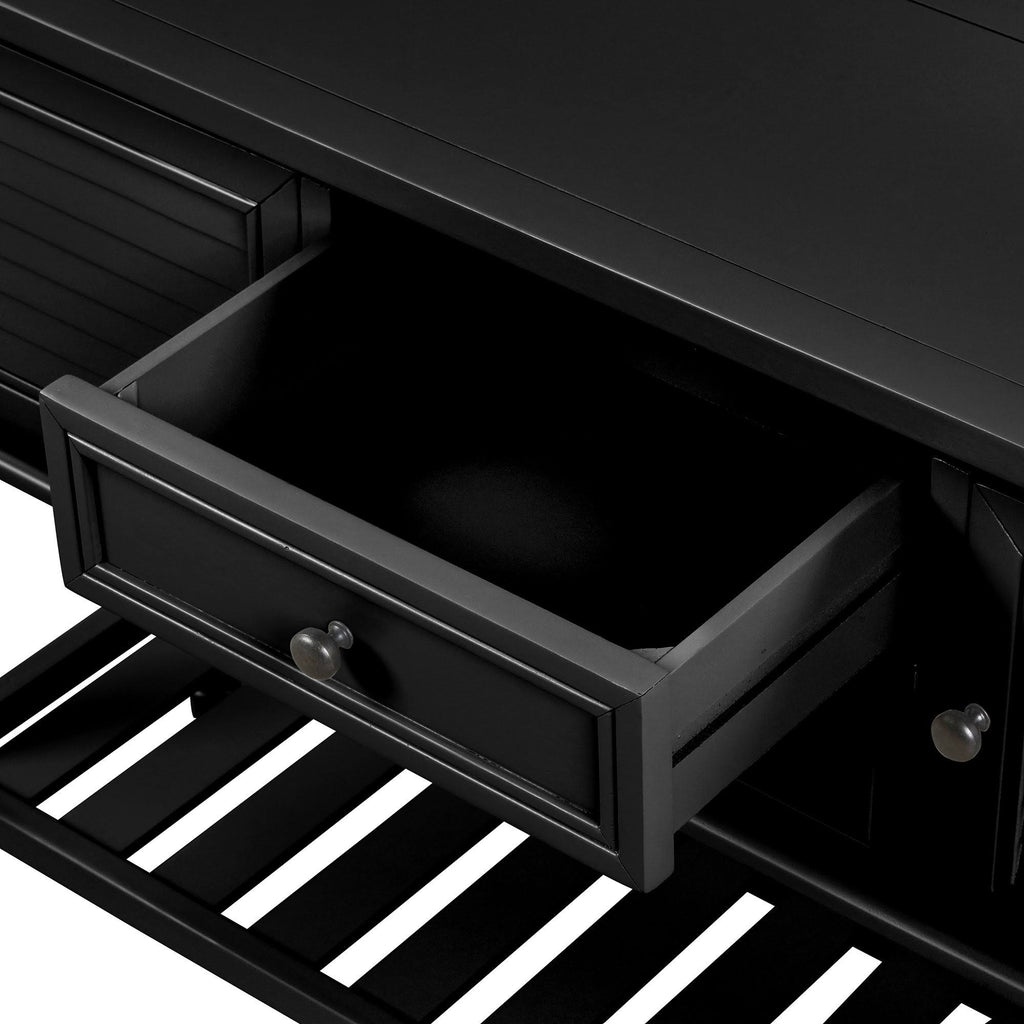 Black Navy Blue Console Table with 2 Drawer Cabinet Shelf V305749