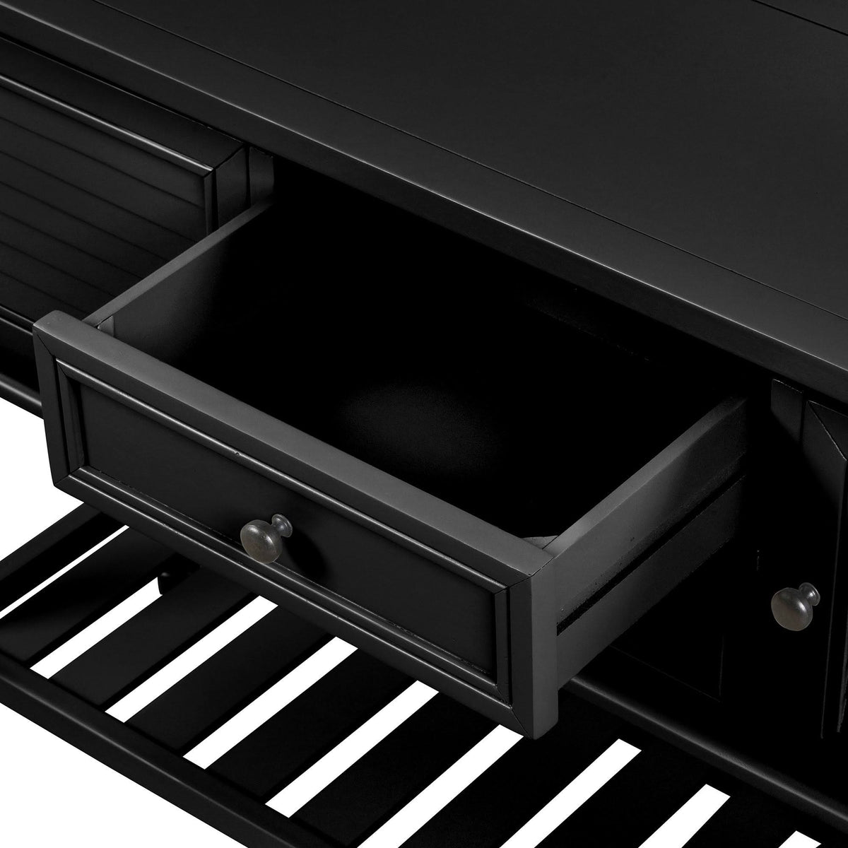 Black Navy Blue Console Table with 2 Drawer Cabinet Shelf V305749