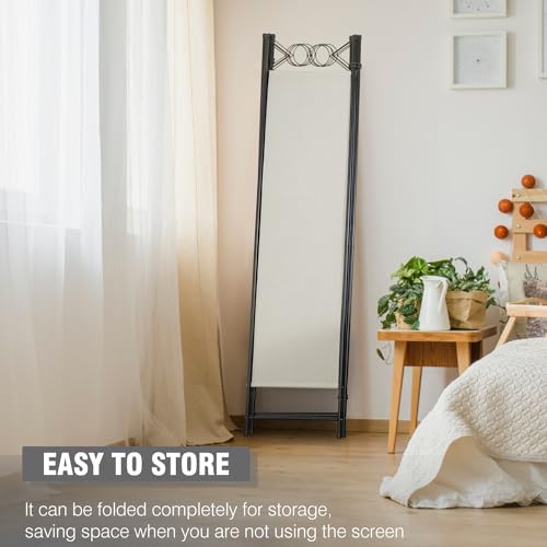 Black 6FT Steel Frame Folding Room Divider L53289