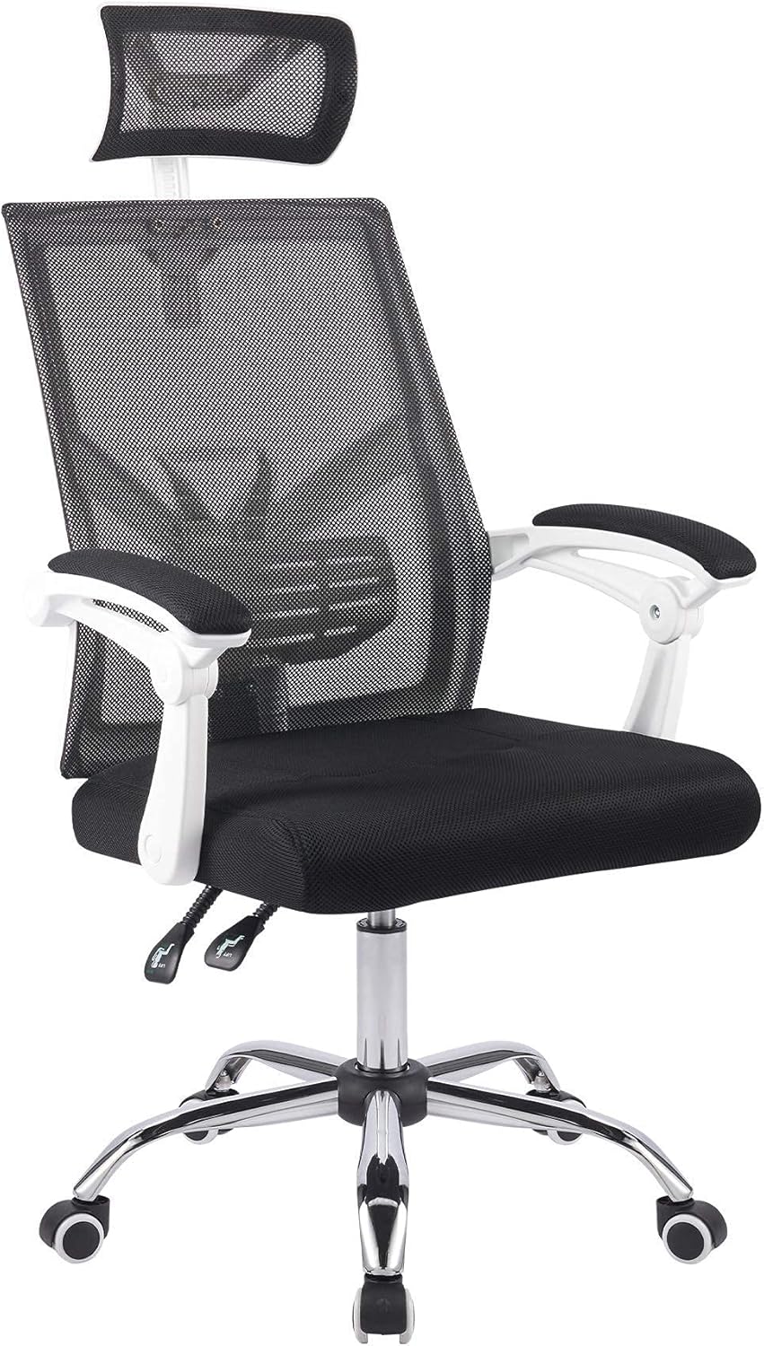 Black Ergonomic Mesh Office Chair with Adjustable Headrest and Armrest M1374