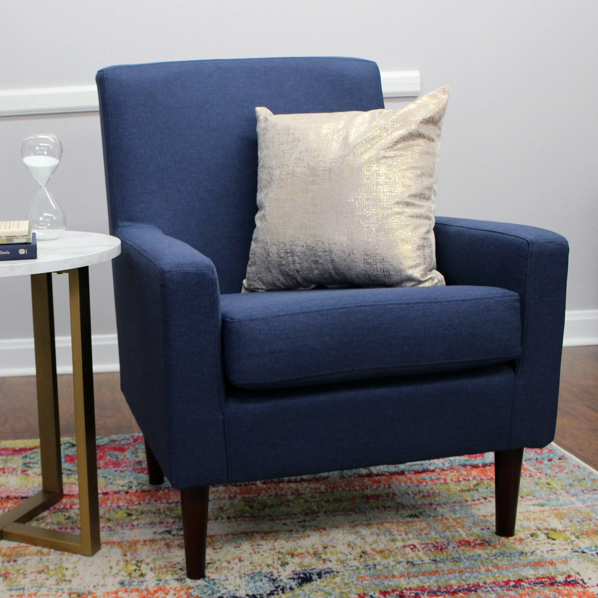 Navy Polyester Fabric Arm Chair R970