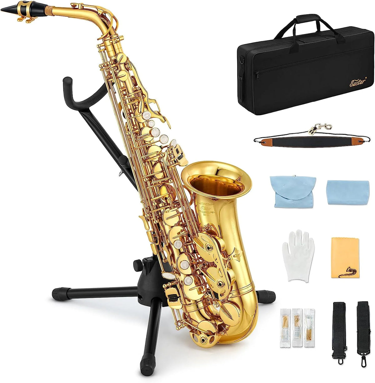 Gold Lacquer Alto Saxophone with Stand G932