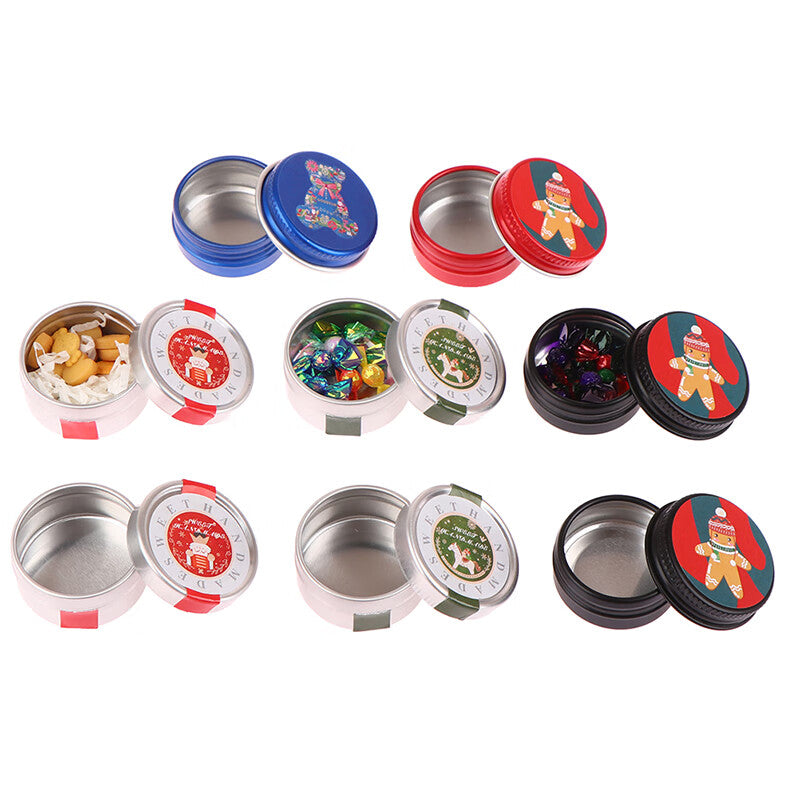 1:12 Dollhouse Miniature Christmas Cookies Biscuit Candy Gift Box Tin Box Model Decor Toy E5100