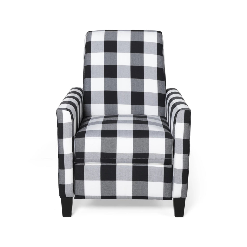 Black Checkerboard Fabric Push Back Recliner D715467