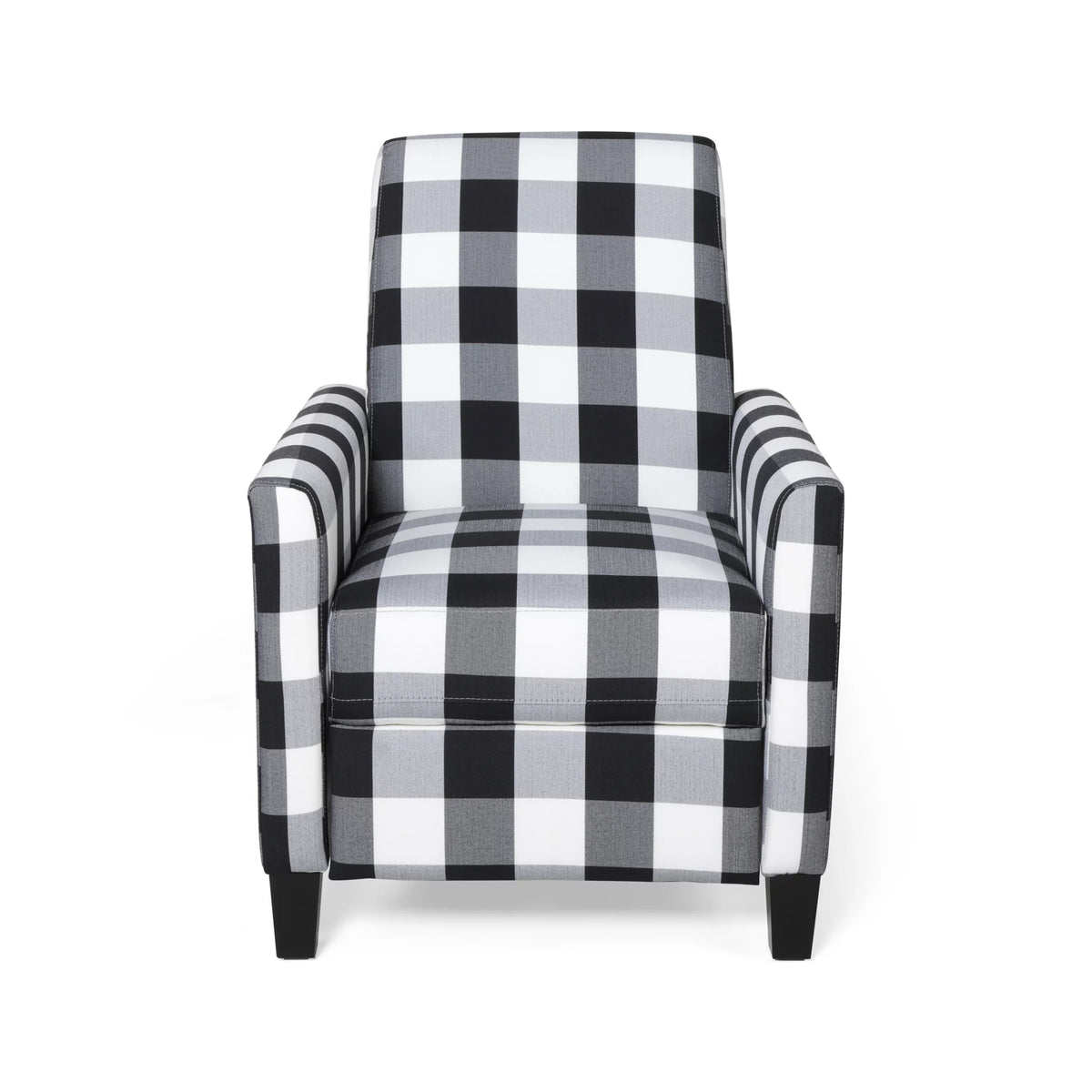Black Checkerboard Fabric Push Back Recliner D715467