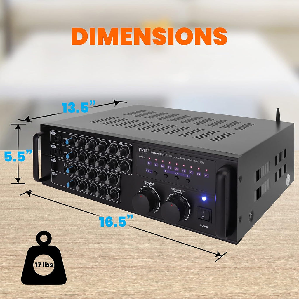 1000-Watt Portable Wireless Bluetooth Stereo Mixer Karaoke Amplifier System with Dual Mic Y812