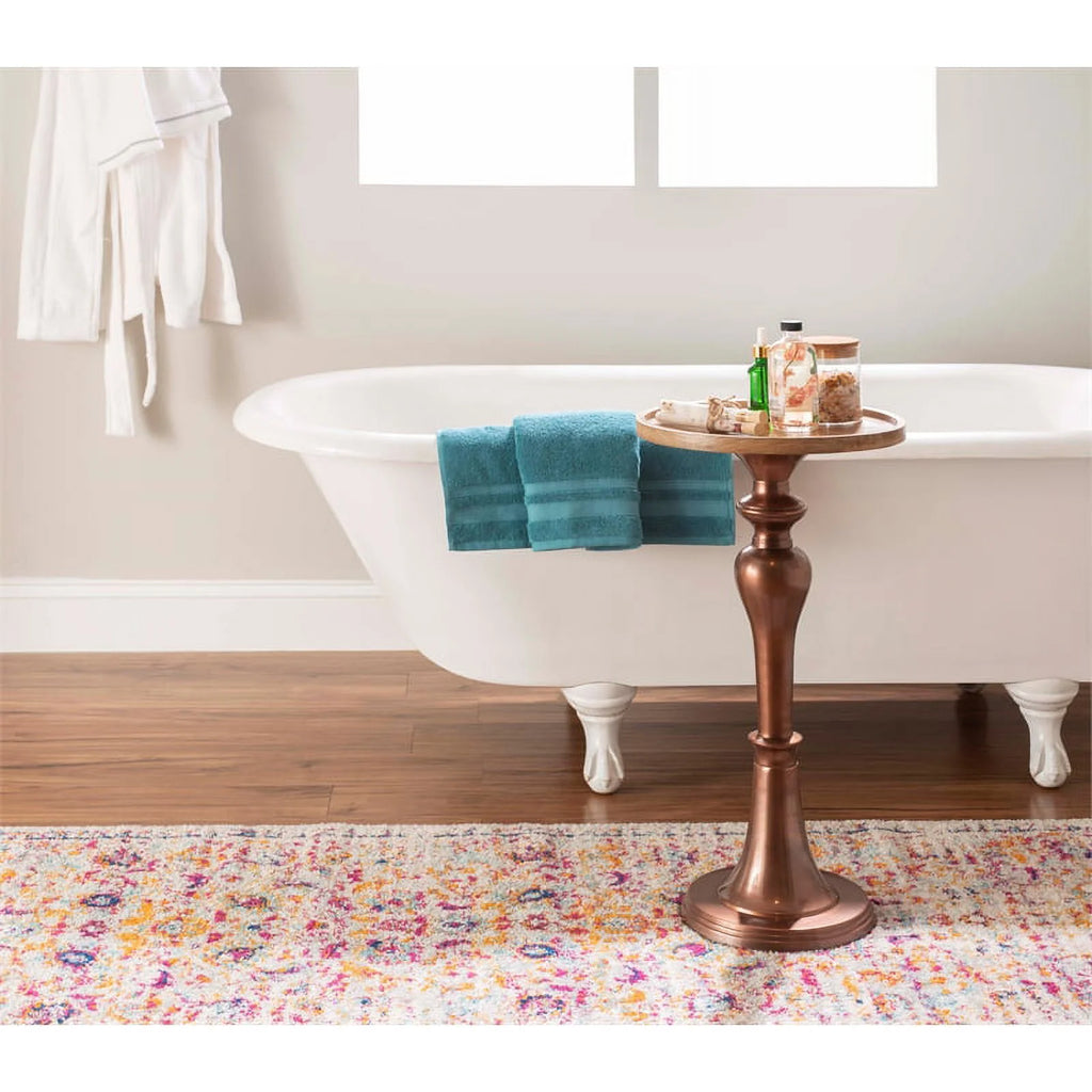 Mango Wood and Aluminum Side Table H477