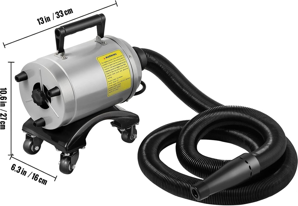 5.0HP 180 CFM 110V Car Air Dryer Blower with Casters, 20 Ft Hose, 2 Nozzles M75008