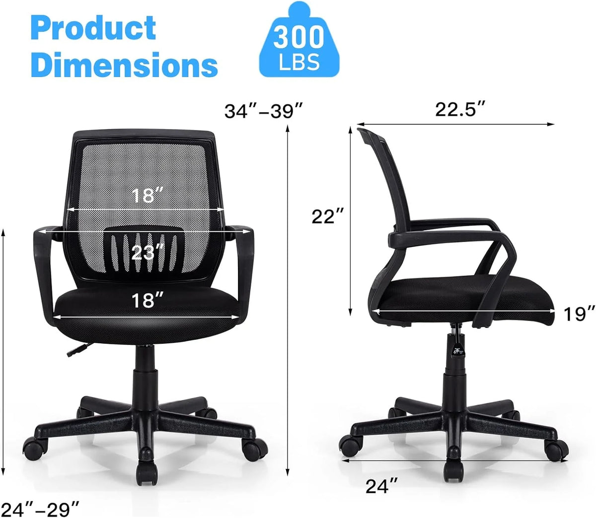 Black Mesh Ergonomic Office Chair O6227