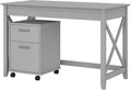 Dark Gray Hickory Writing Desk with 2 Drawer File Cabinet Y957