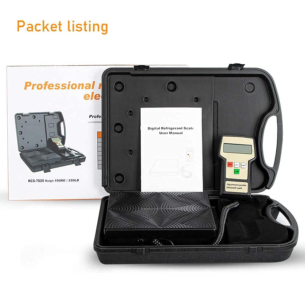 220LB Portable Digital Refrigerant Charging Weight Scale with Case, Pack of 2 F3088