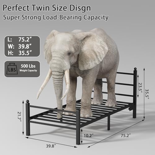 Black Metal Full Size Bed Frame with Headboard and Footboard B709