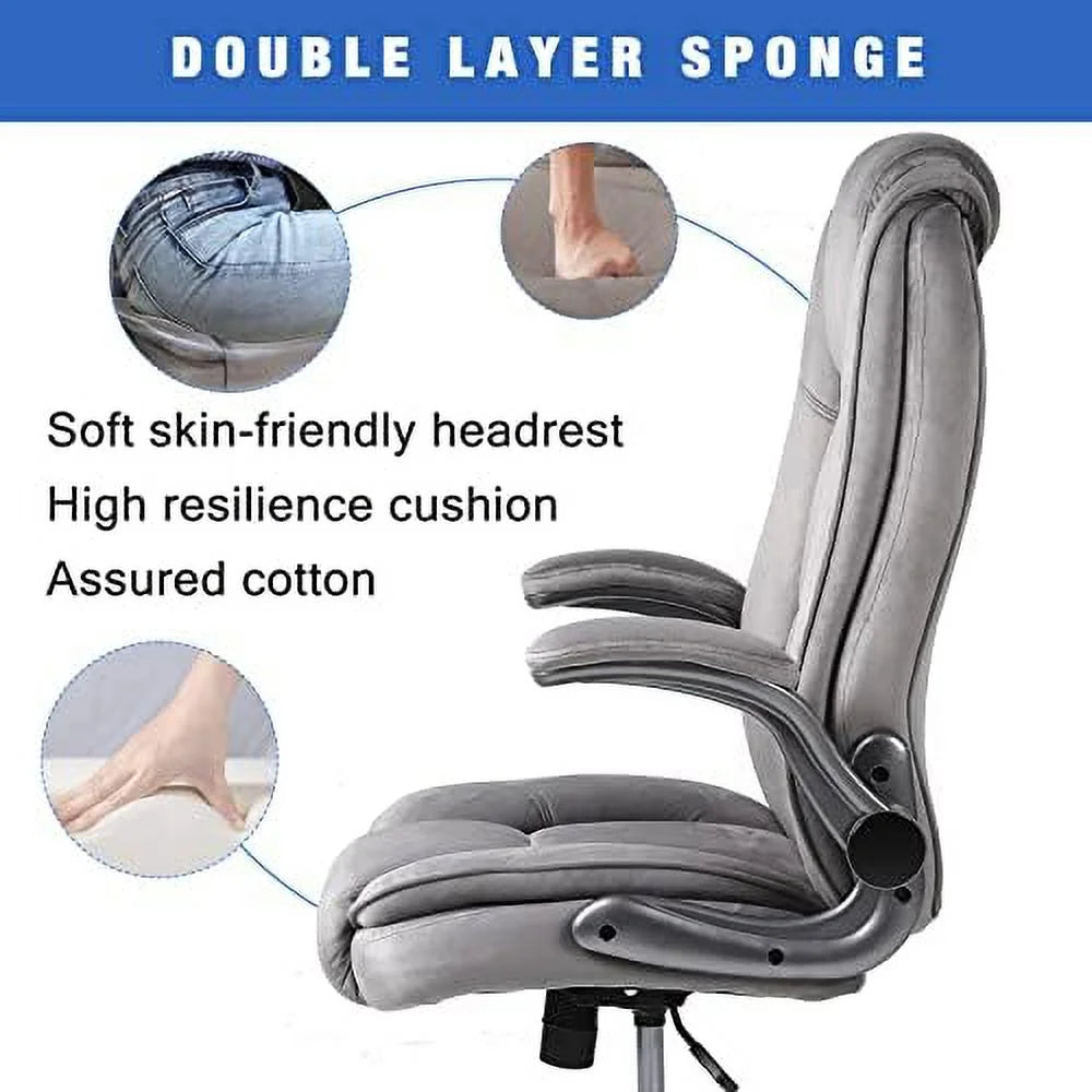 Leather Executive Office Desk Chair with Flip-up Arms D2974