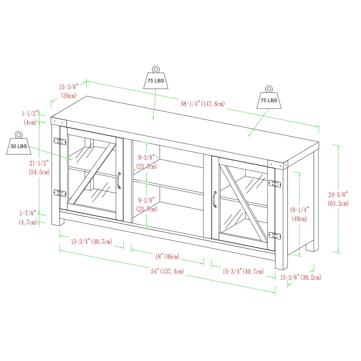 Glass Door TV Stand T56409