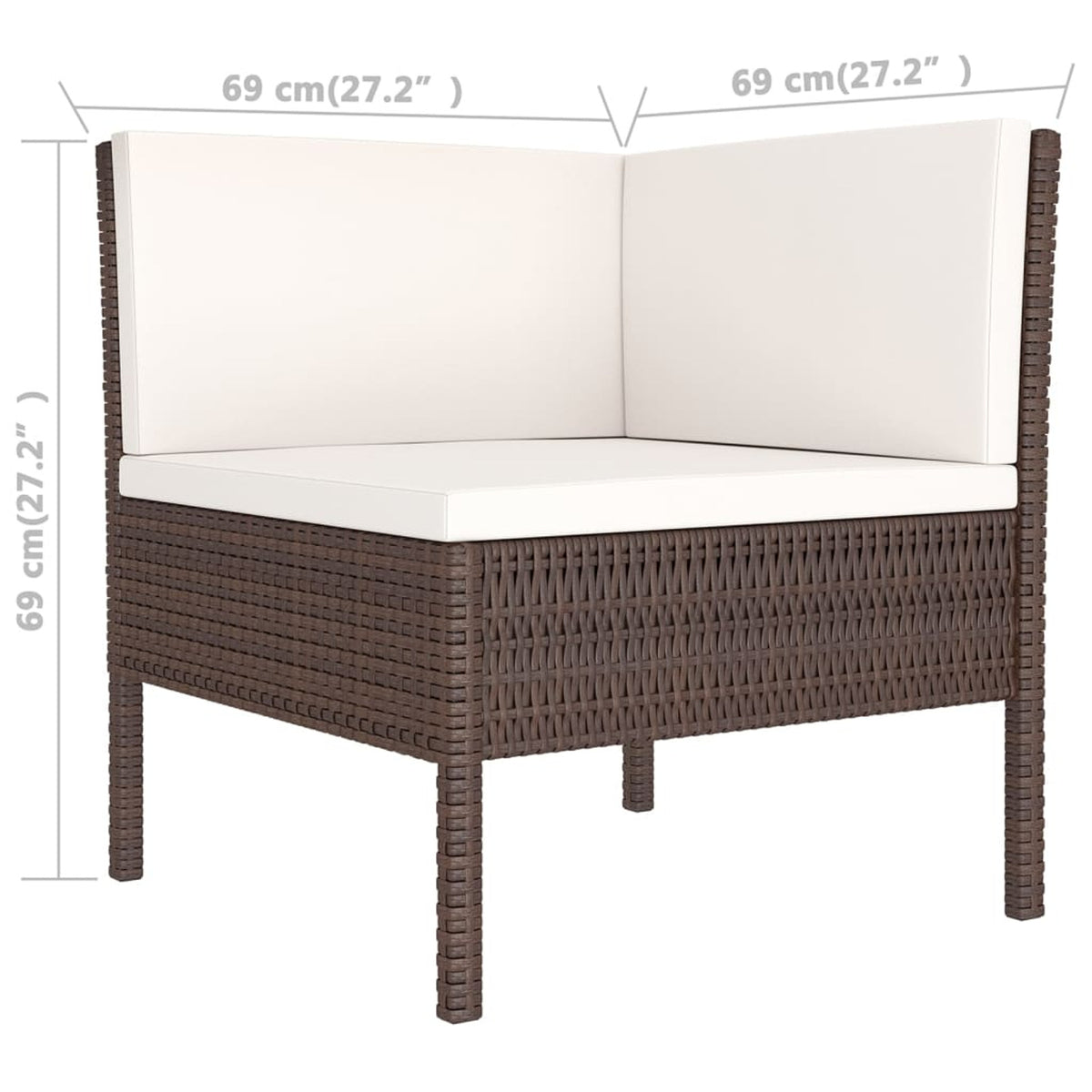 12 Piece Brown Poly Rattan Sectional Outdoor Furniture Set J725