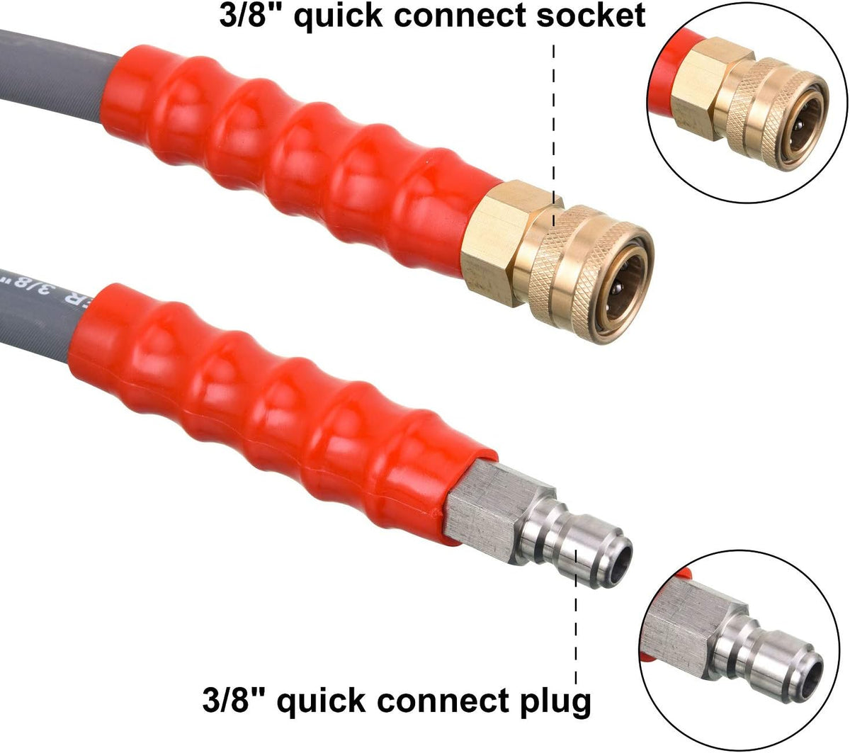Pressure Washer Hose 50 Feet X 3/8 Inch, 4000 PSI, Pack of 2 J89838