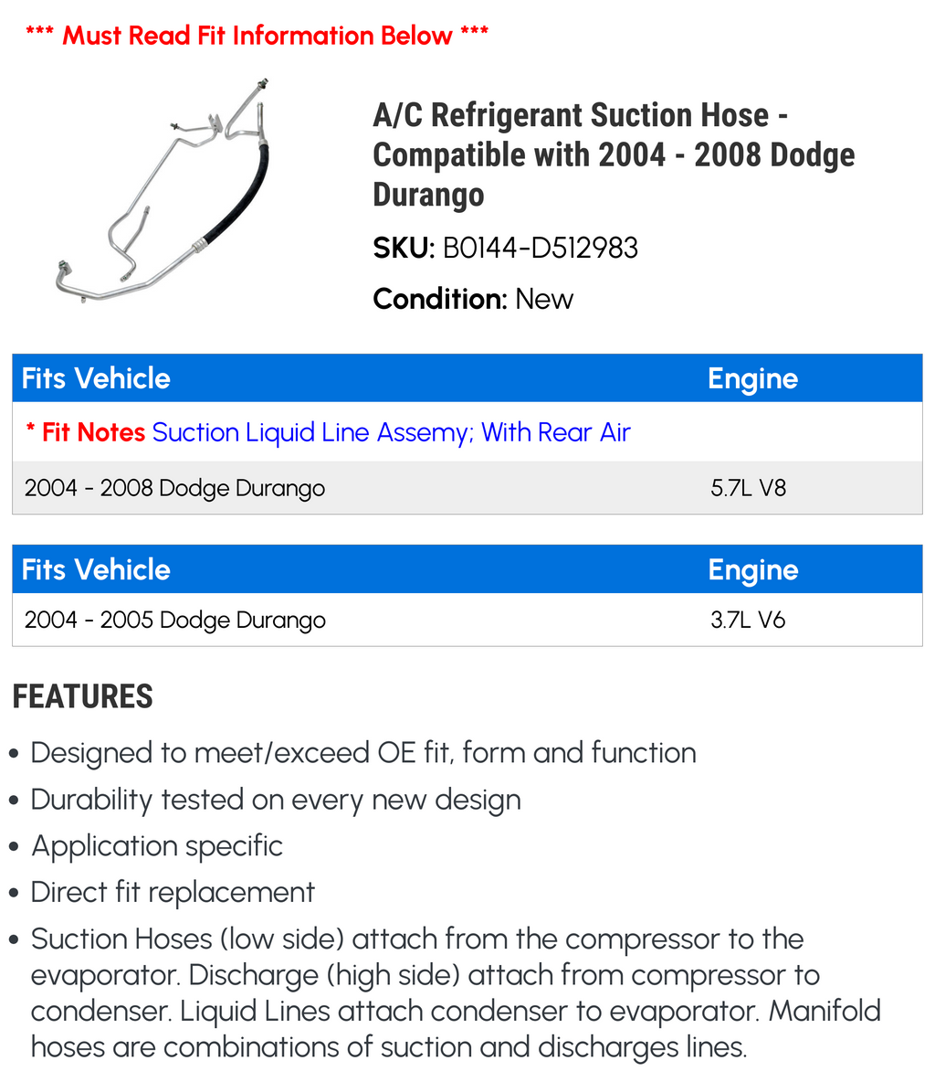 A/C Suction Hose J909