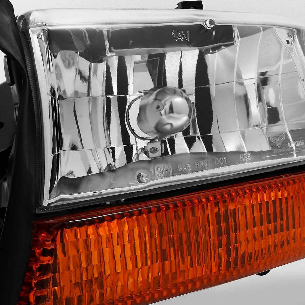 Chrome Driver Left + Passenger Right Side Headlights + Signal Lamp Pair Set K3009