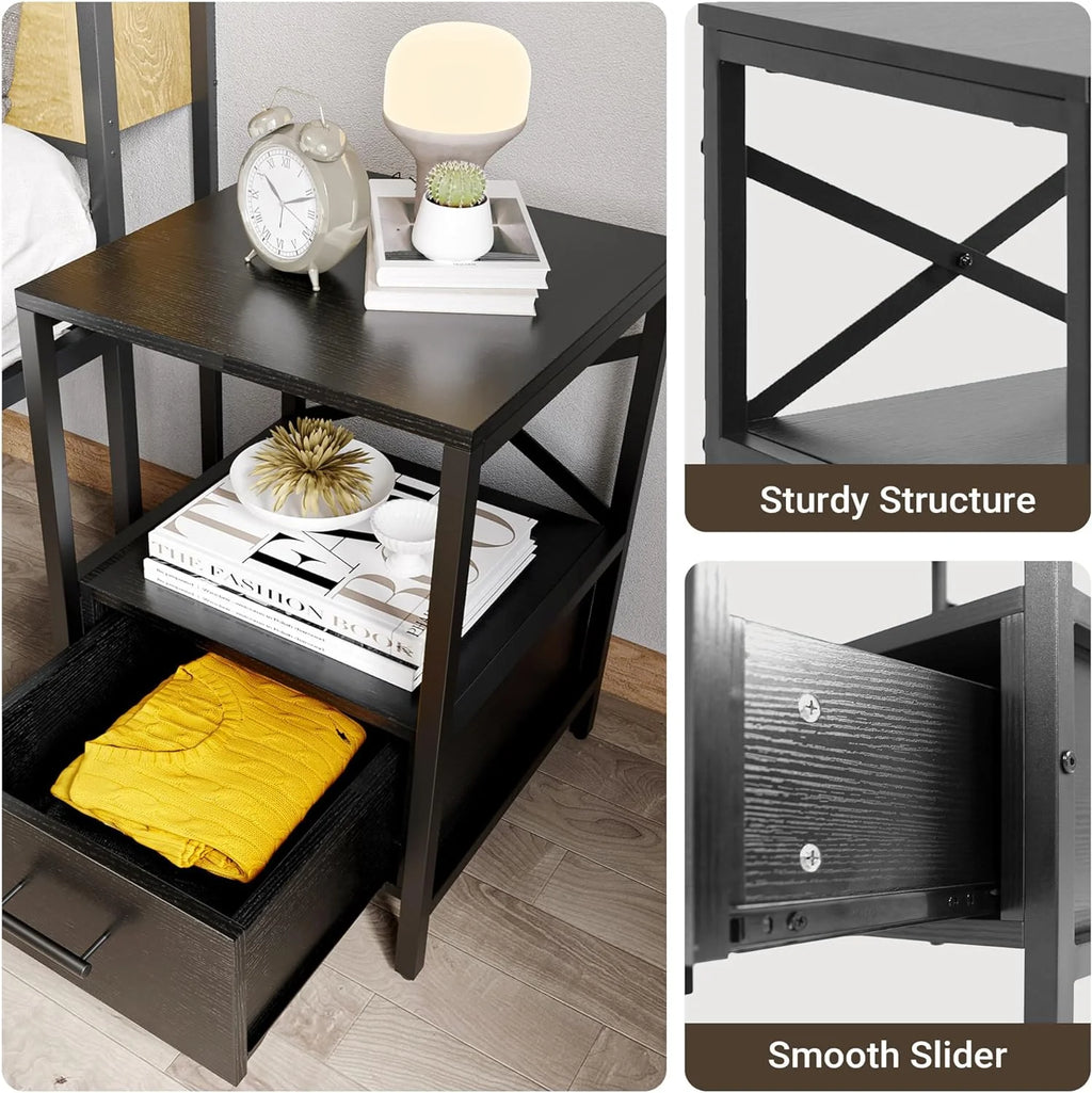 Black End Tables With Drawer G630