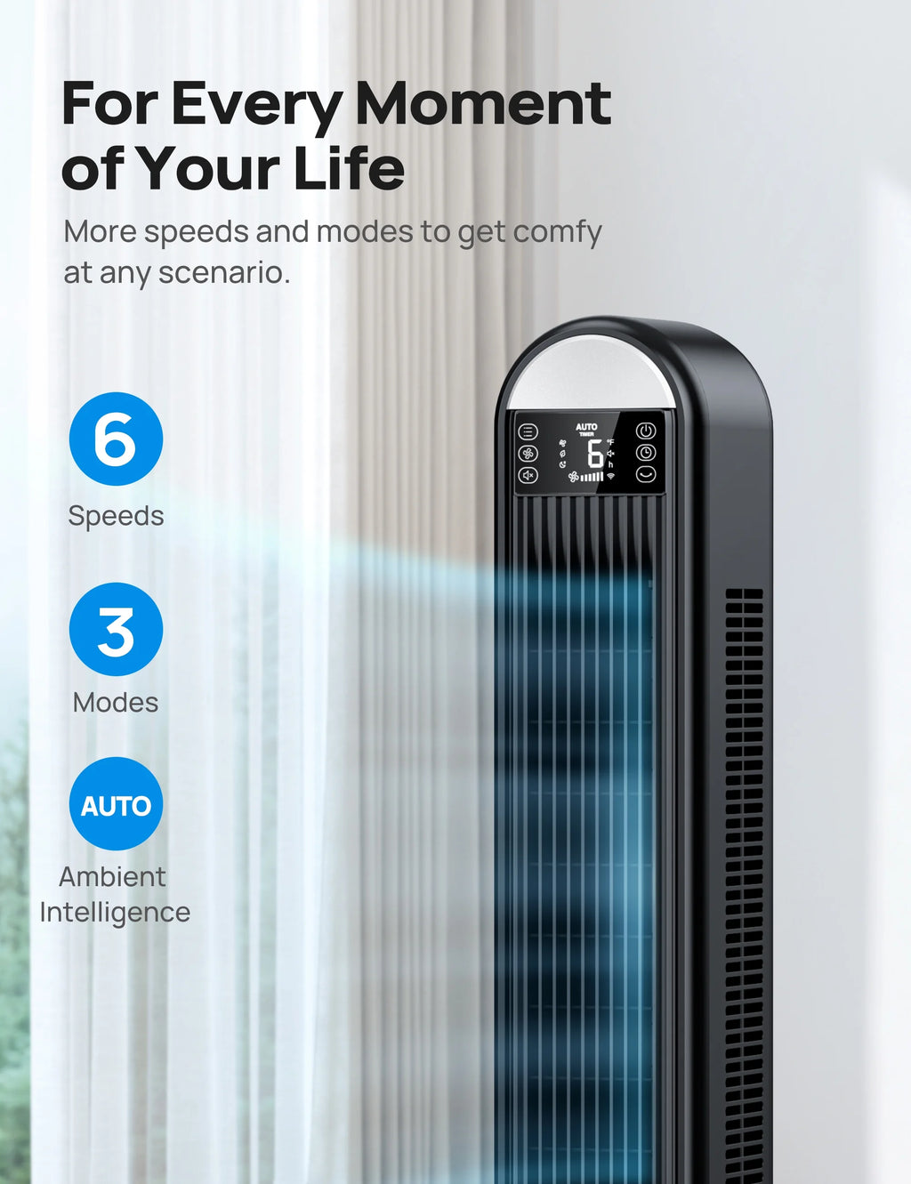 42 Inch Bladeless Oscillating Tower Fan with Remote N556