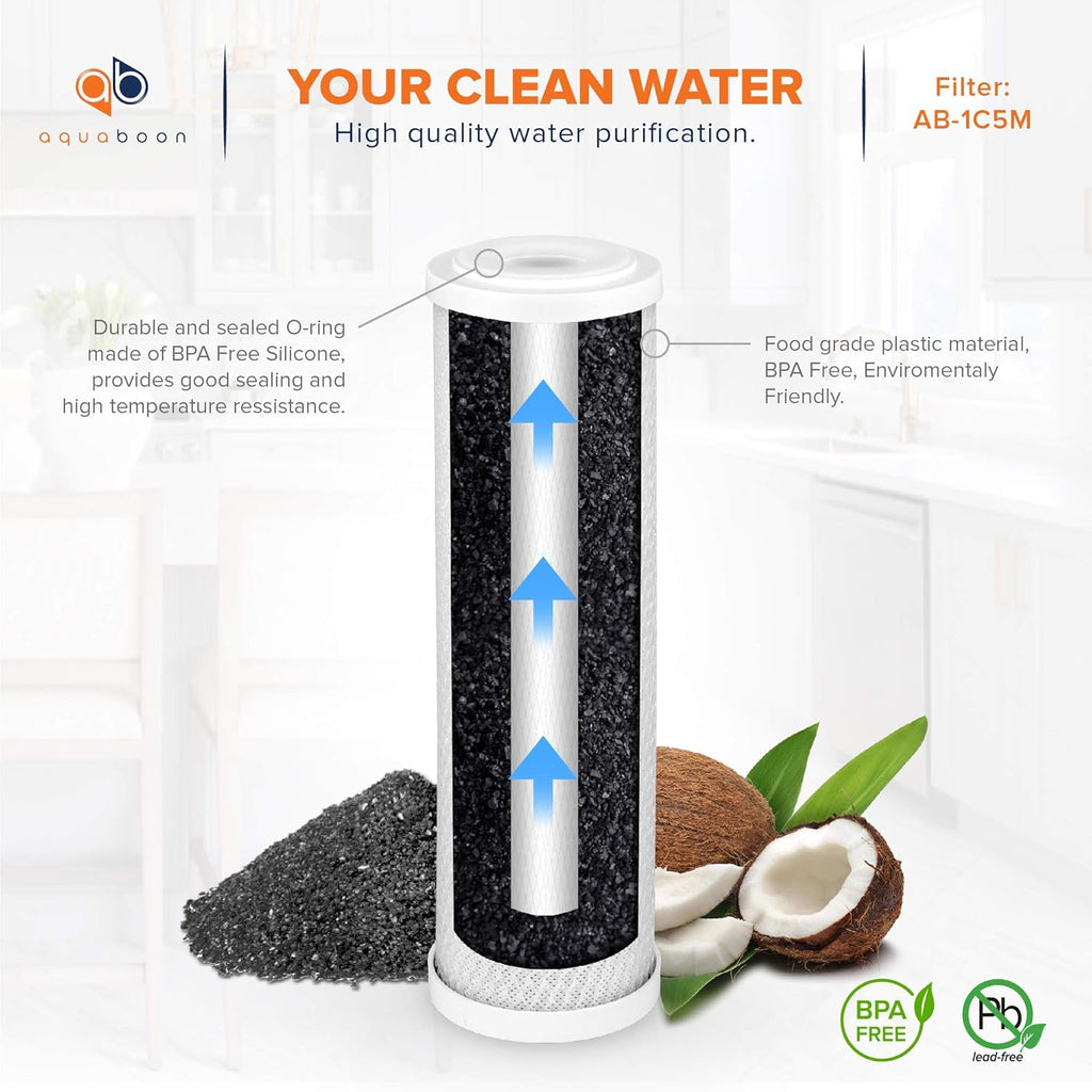 1 Year RO Units Replacement Filter Kit 5 PACK Carbon Sediment Inline 5 Micron 10 inch Cartridges X2236