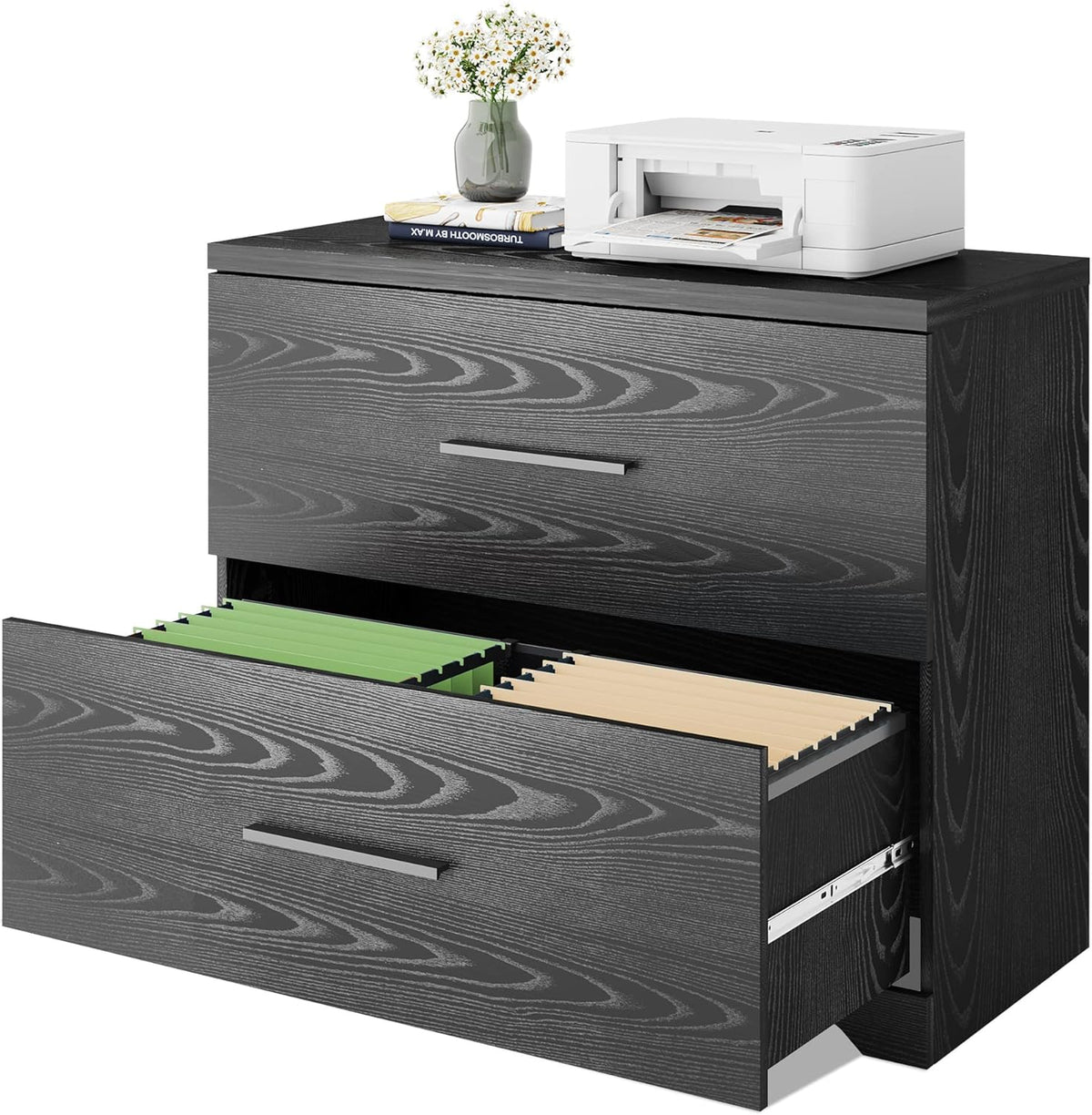 Gray Oak 2 Drawer Wood Lateral File Cabinet U870