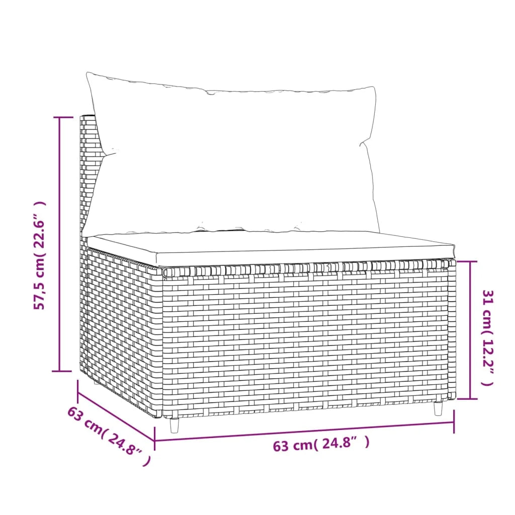 Gray Poly Rattan Patio Sofa with Cushions F7899
