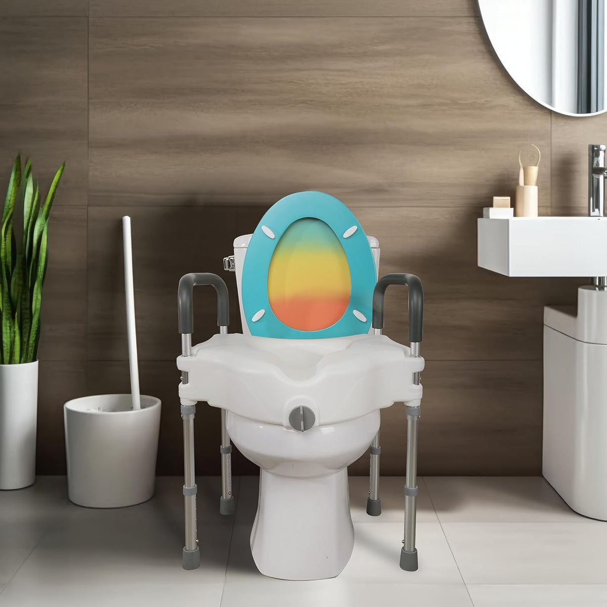 Raised Toilet Seat with Handle, Height Adjustable Legs G3017
