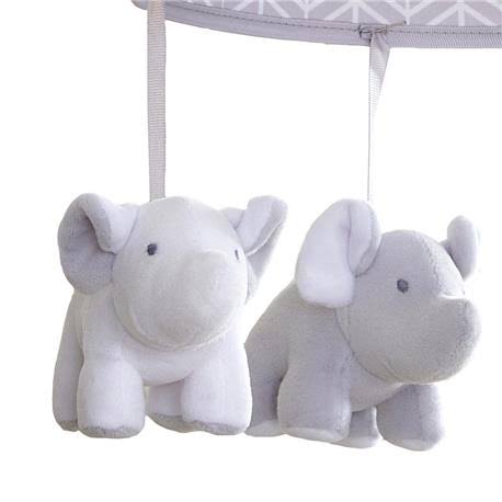 Grey White Elephant Musical Mobile O729