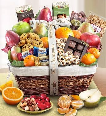 Sympathy Fruit & Sweets Gift Basket Q645996