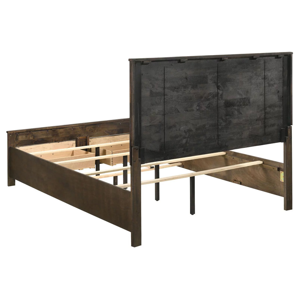 King Storage Bed Rustic Golden Brown E945