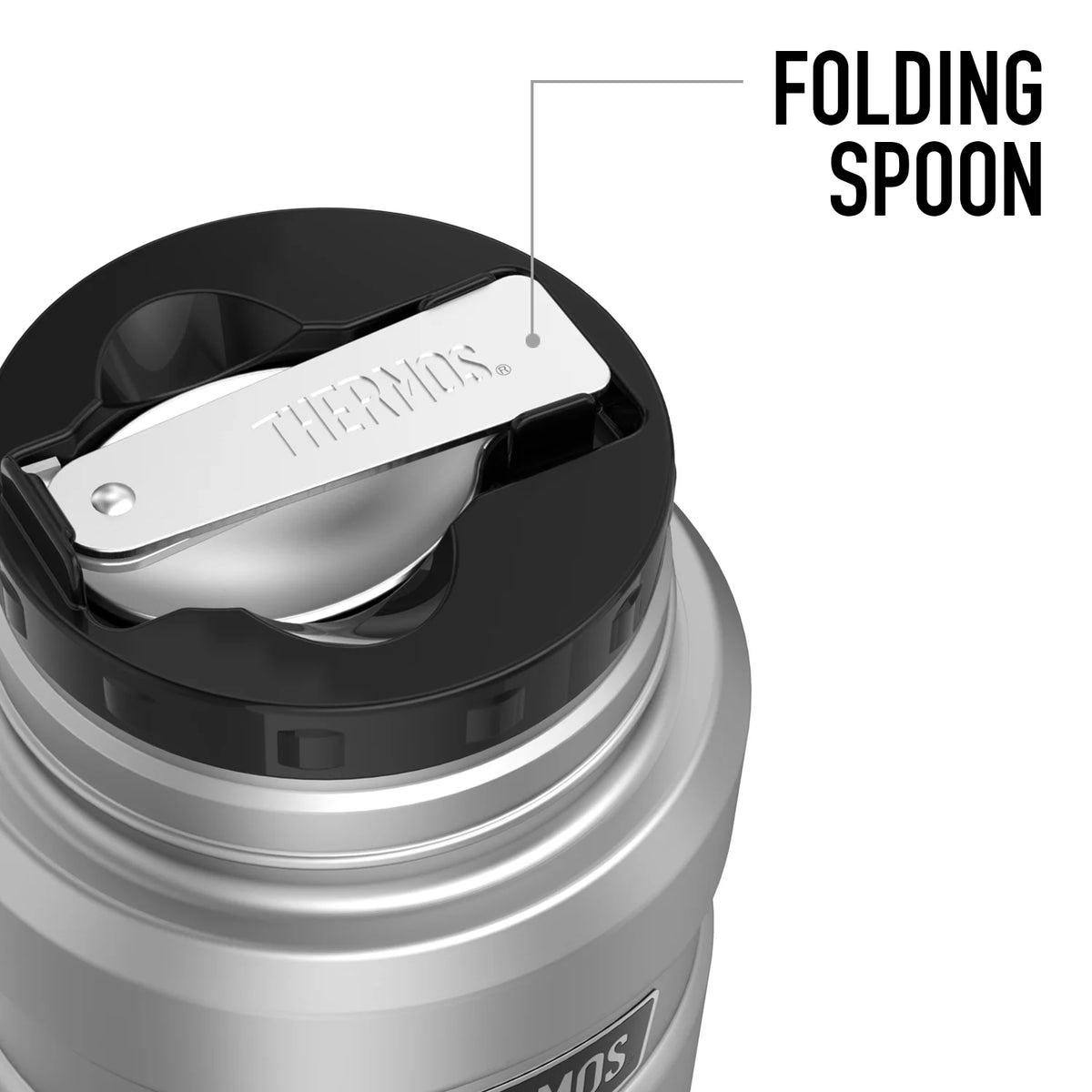 Stainless Steel Food Jar with Folding Spoon, 16oz G893