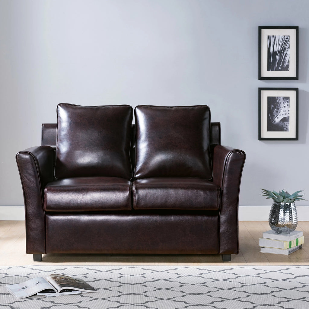 Dark Grey Faux Leather Loveseat K439